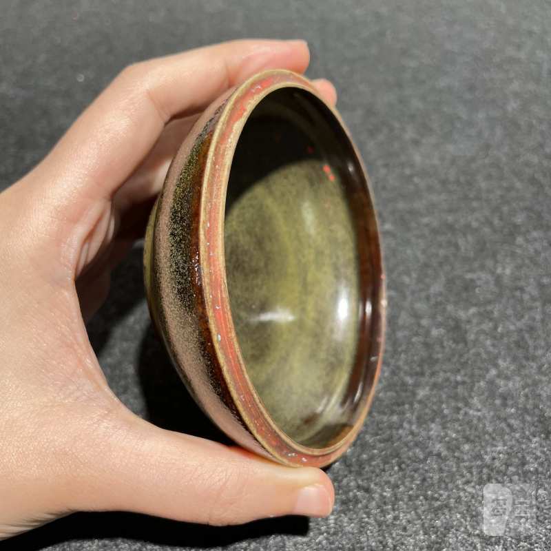 清雍正 茶叶末釉印泥盒 - 图8